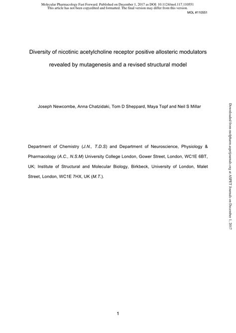 (PDF) Diversity of Nicotinic Acetylcholine Receptor Positive Allosteric Modulators Revealed by ...