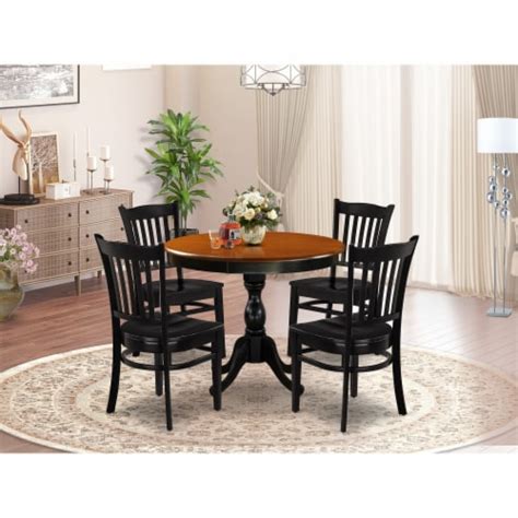 Pc Dining Table Set A Wooden Kitchen Table And Chairs With Slatted