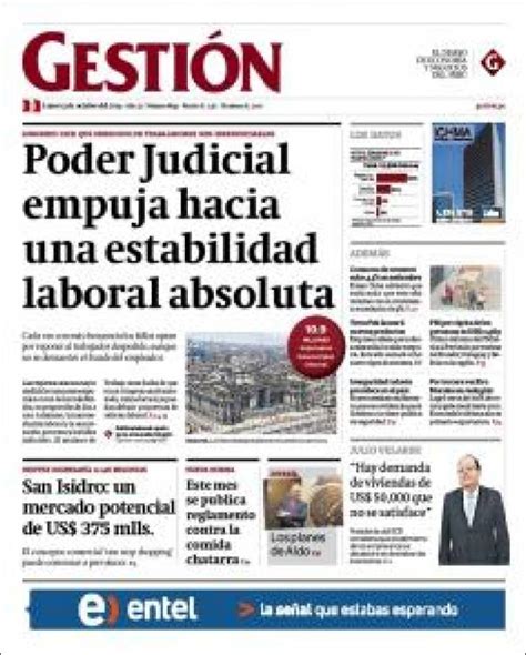 Periódico Diario Gestión Perú Periódicos de Perú Edición de lunes