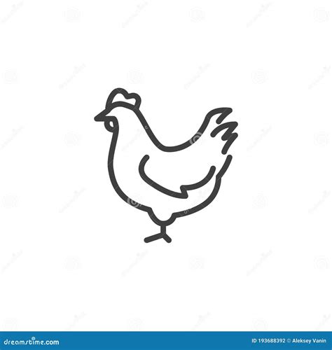 Chicken Bird Line Icon Stock Vector Illustration Of Standing