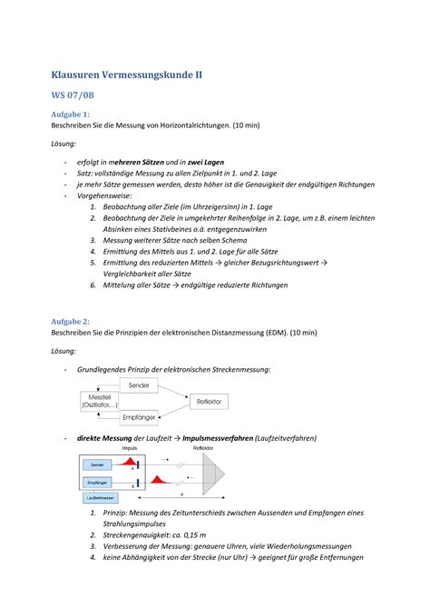 Alt Klausuren Vermessungskunde I Klausuren Vermessungskunde Ii Ws