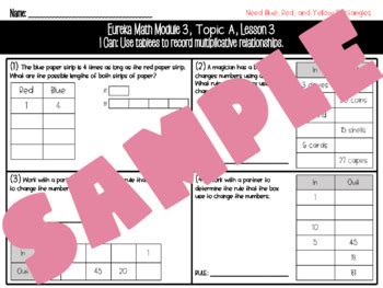 3rd Grade Eureka Math TEKS Edition Lesson Notes Module 3 TPT