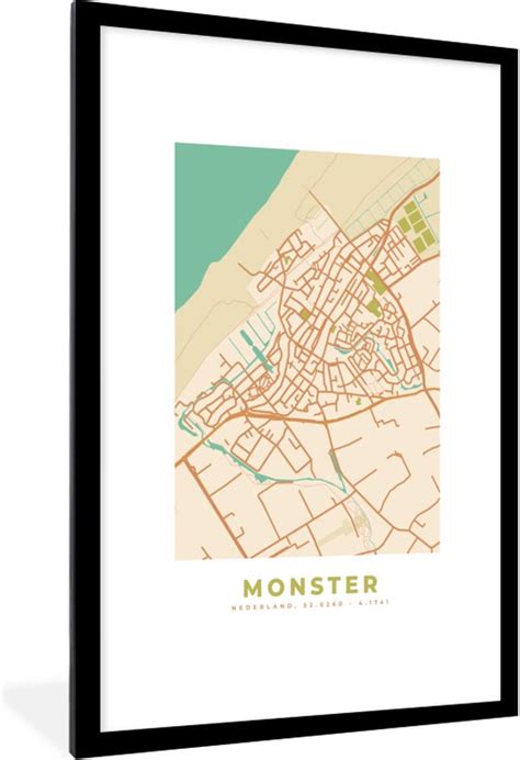 Fotolijst Incl Poster Plattegrond Monster Kaart Vintage