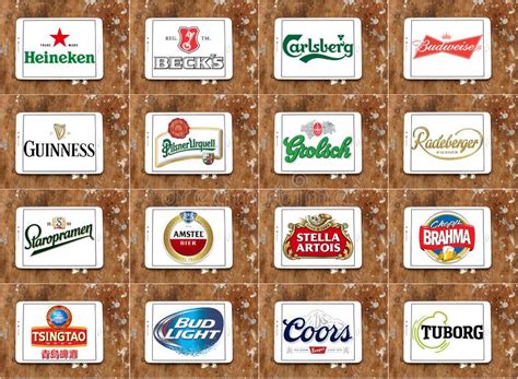 Top Famous Beer Brands And Logos Editorial Photo - Image: 65792681