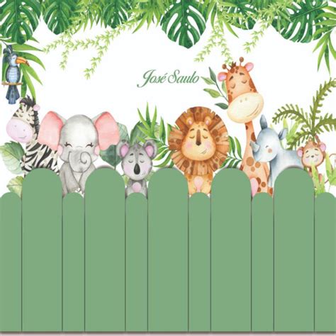 Papel De Parede Adesivo Infantil Safari Aquarela Cerca Shopee Brasil