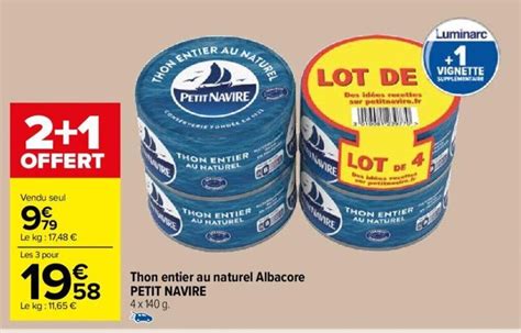 Promo Thon Entier Au Naturel Albacore Petit Navire X G Chez