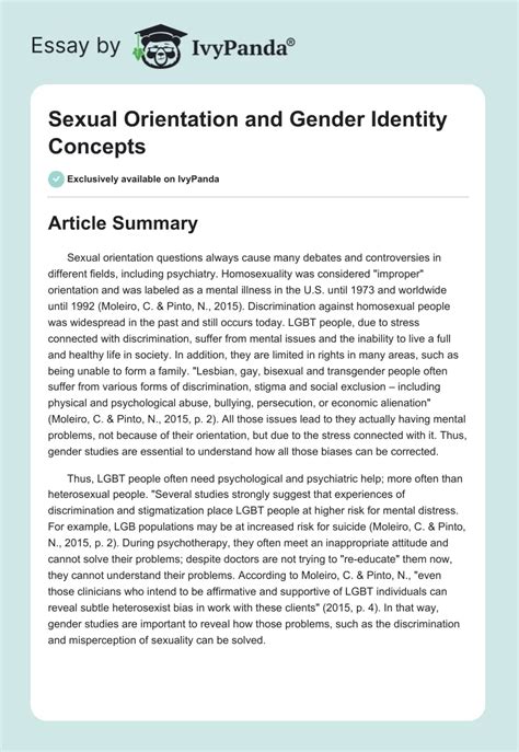 Sexual Orientation And Gender Identity Concepts 1132 Words Term Paper Example