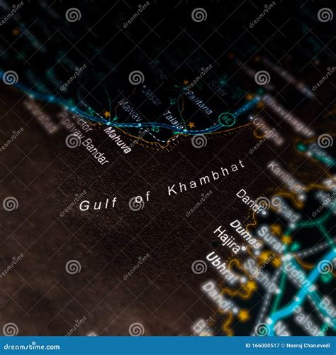 Gulf of Khambhat Located in Geographical Location Map Stock Image ...