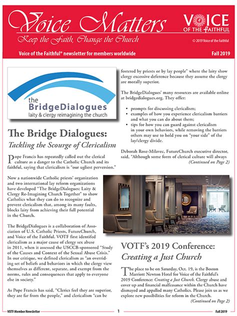 Voice Of The Faithful Voice Matters Newsletter Voice Of The Faithful