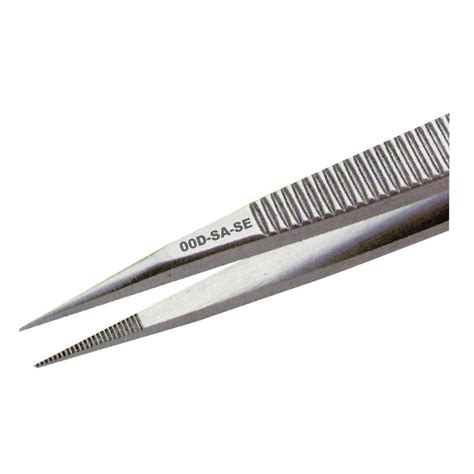 Excelta 00D SA SE Stainless Straight Serrated Tip Tweezers