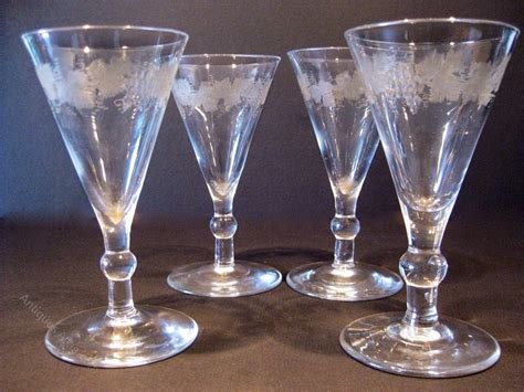 Antiques Atlas Set Of 4 Engraved Regency Wine Glasses