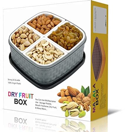 E Cosmos Plastic Square Sections Multipurpose Dry Fruit Dabba Box Set