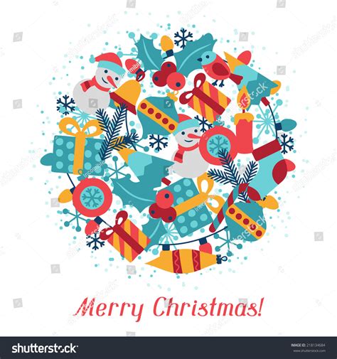 Merry Christmas Holiday Background Invitation Card Stock Vector Royalty Free 218134684