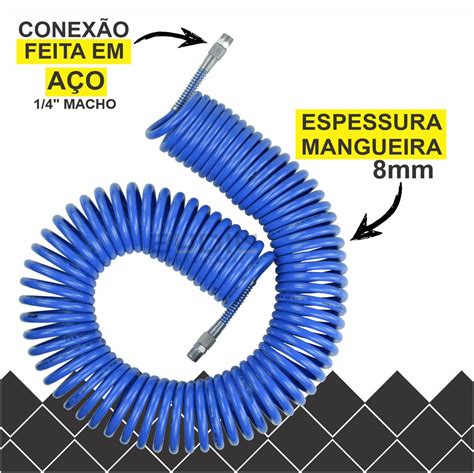 Mangueira Espiral Mts X Mm Em Poliuretano Terminais Macho