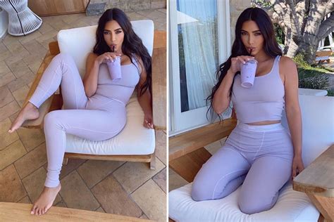 Kim Kardashian shows off her curves in cute lilac loungewear set from ...