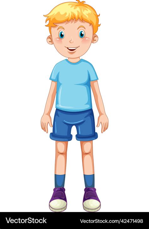 A Boy Wearing Blue T Shirt Cartoon Royalty Free Vector Image