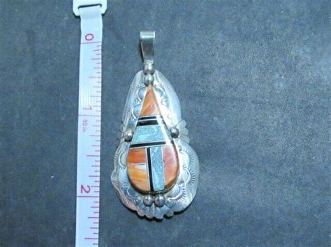 Native American Turquoise Spiny Oyster Pendant Navajo Gem