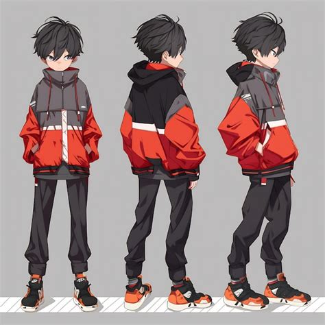 Premium Ai Image Trendy Anime Boy Character Turnaround Concept Art