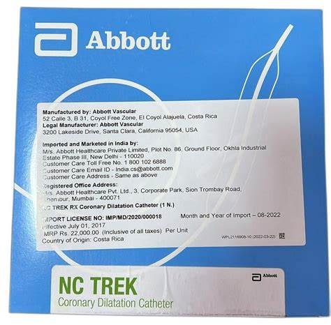 Straight Single Abbott NC Trek Coronary Dilatation PTCA Catheter At Rs