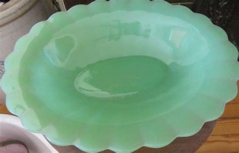 Jadite Fenton Flared Clamshell Console Bowl 12 34 Long 1663 Circa 1933 Rare Serving Piece