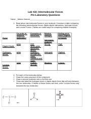 Lab Docx Lab Intermolecular Forces Pre Laboratory Questions