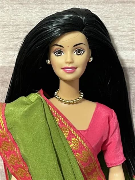 Barbie In India Green Pink Gold Saree Sari Doll Hindu Indian