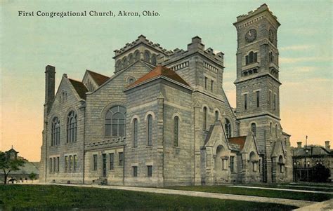 First Congregational Church - Akron Postcards