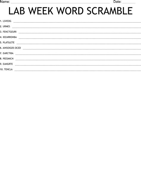 Lab Week Word Scramble Wordmint