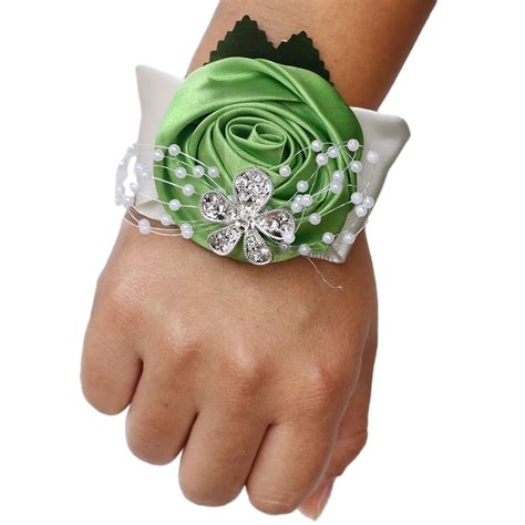 Gratying Cloth Elegant Handmade Satin Rose Wrist Corsage For Weddings