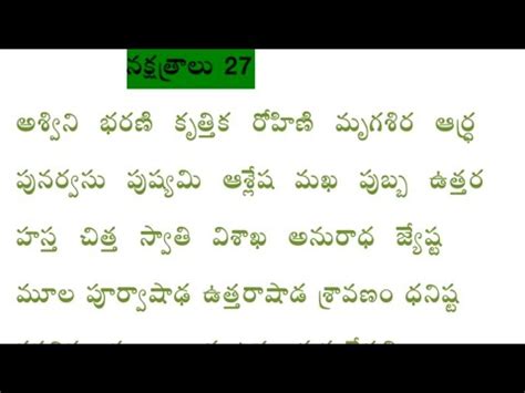 TELUGU Nakshatralu YouTube