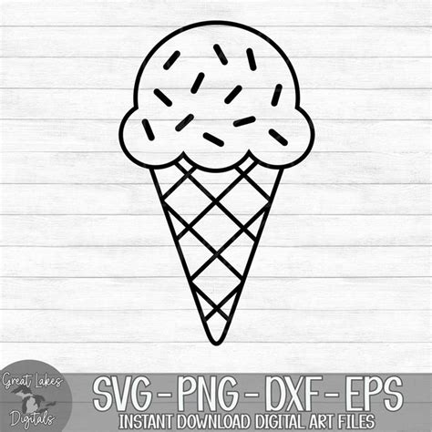 Ice Cream Cone Instant Digital Download Svg Png Dxf A Inspire