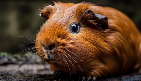 Premium Ai Image Fluffy Guinea Pig Sniffs For Food Outside Generated