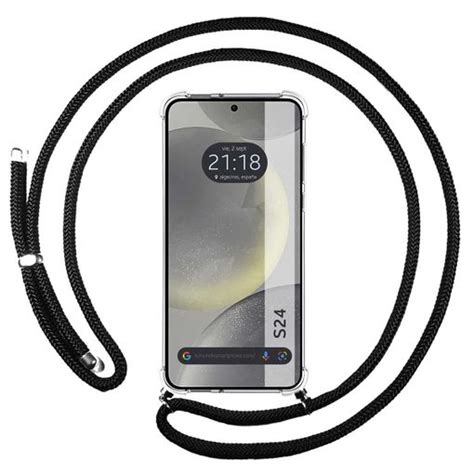 Funda Colgante Transparente Para Samsung Galaxy S24 5g Con Cordon Negro