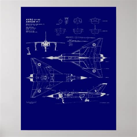 Avro Arrow Blueprint Poster | Zazzle