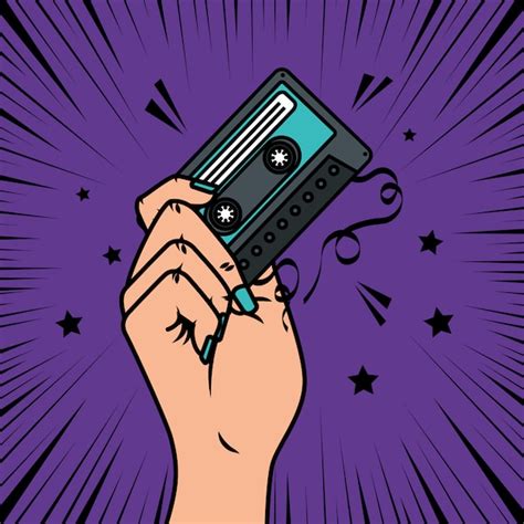 Premium Vector Hand With Cassette Music Pop Art Style