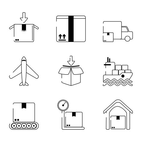 Lieferung Frachtversand Verteilung Logistische Symbole Setzen