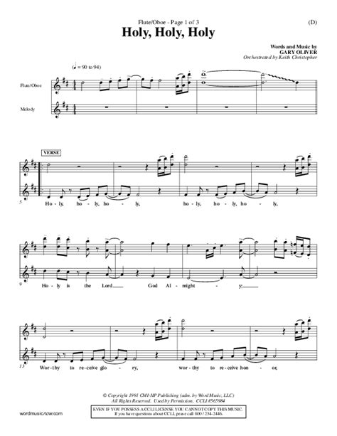 Holy Holy Holy Flute Oboe Sheet Music Pdf Gary Oliver Praisecharts