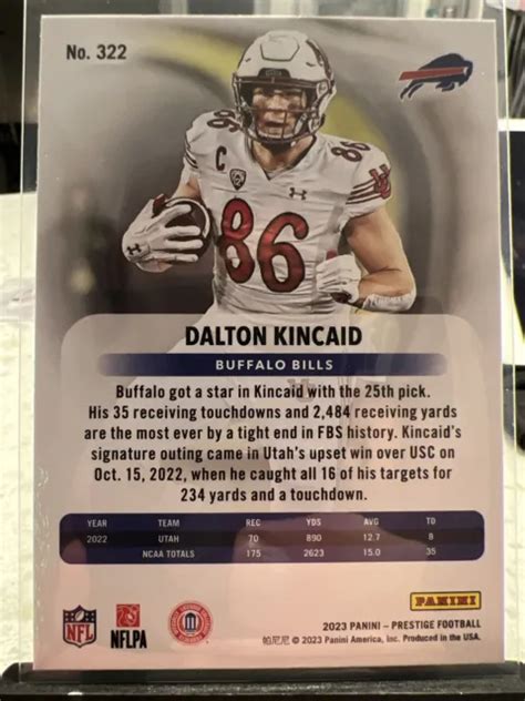 Dalton Kincaid Utah Rc Panini Prestige Buffalo Bills Eur