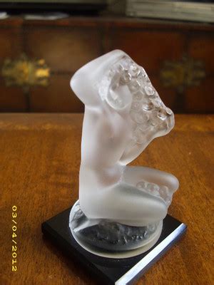 Vintage Lalique Floreal Frosted Nude Figurine C Black Base