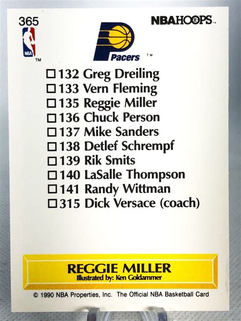 Reggie Miller 1990 91 NBA Hoops Indiana Pacers Team Checklist 365