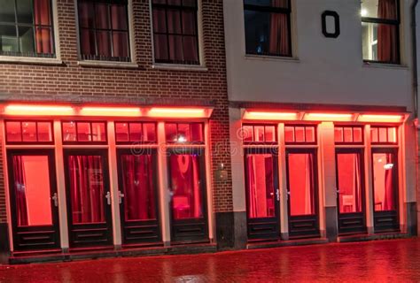 Windows In The Red Light District In Amsterdam The Netherlands At Night