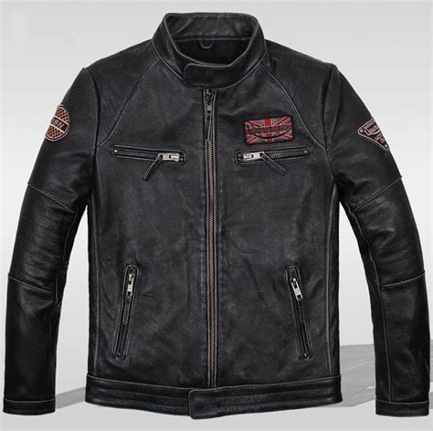 2016 Chaqueta De Cuero Genuino Hombres Motocicleta Biker Vintage Men S