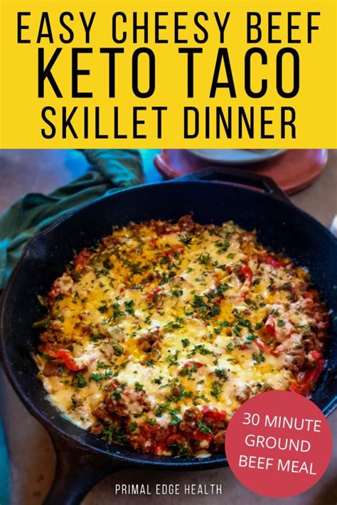 Cheesy Ground Beef Taco Skillet Keto Low Carb