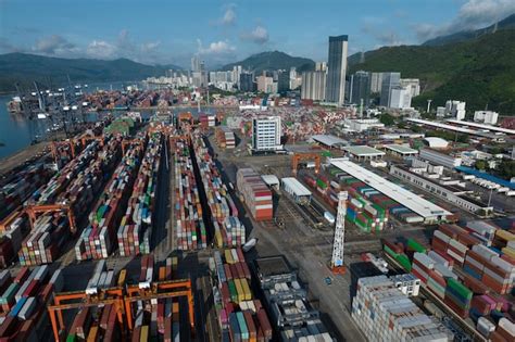 Premium Photo | Aerial view of yantian port in shenzhen city china