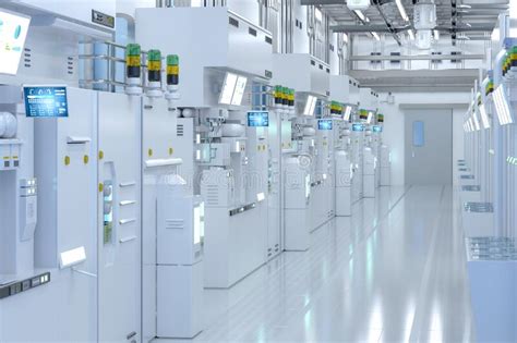 White Futuristic Semiconductor Manufacturing Factory Or Laboratory