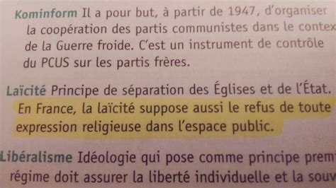 Pour Ce Manuel Dhistoire De Terminale La Laïcité Suppose Aussi Le