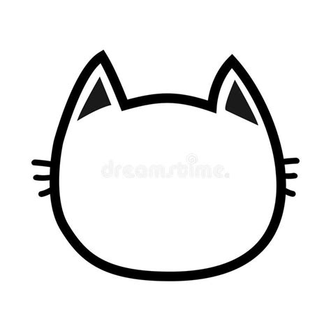 Black Cat Head Face Contour Silhouette Icon Line Pictogram Funny