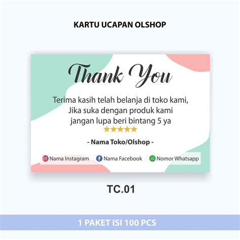 Jual KARTU UCAPAN OLSHOP KARTU UCAPAN OLSHOP CUSTOM KARTU UCAPAN