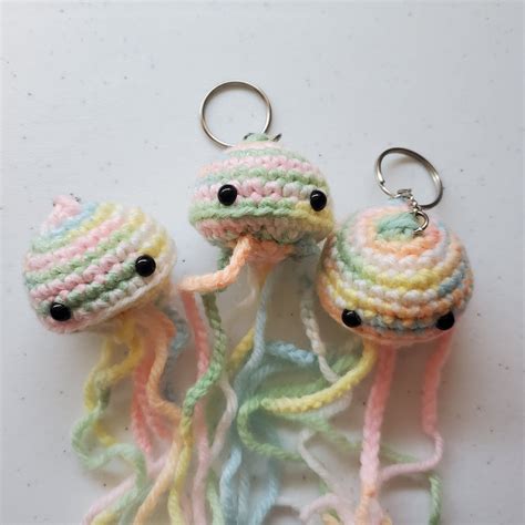 Crochet Amigurumi Jellyfish Keychain Etsy