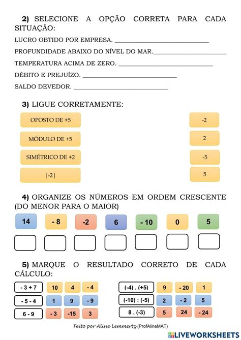 Expressões Numéricas Com Números Inteiros Exercicios 7 Ano